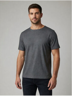 Kenneth Cole gray ribbed short sleeve men's top sz M